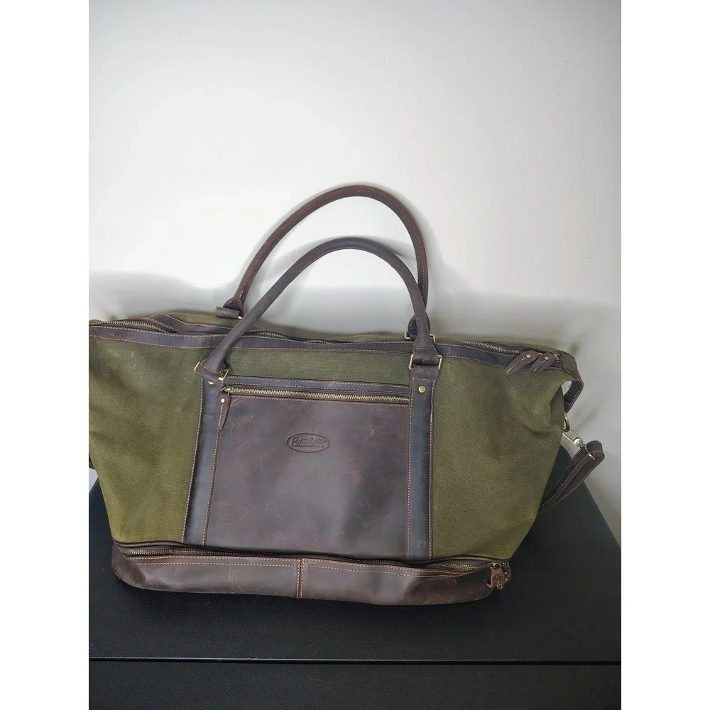 Peterbilt Truck Leather & Canvas Large Tote Duffle Travel Bag Cambridge